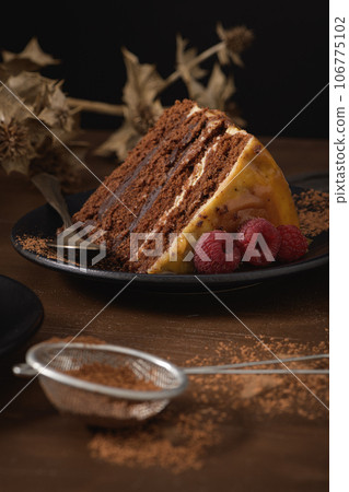 Delicious caramel cake slice 106775102