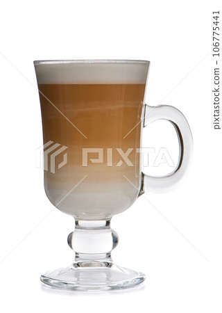 Glass cup mix latte coffee foam Glass cup mix latte coffee foam 106775441