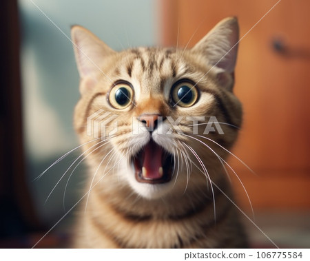 Cat with open mouth, humor meme 106775584