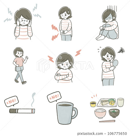 A woman suffering from PMS symptoms 106775650