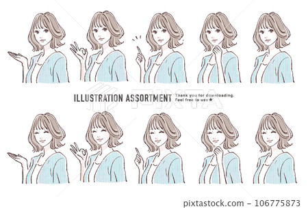 Illustration set of a woman in a suit 106775873