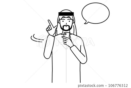 Islamic man operating a smartphone 106776312