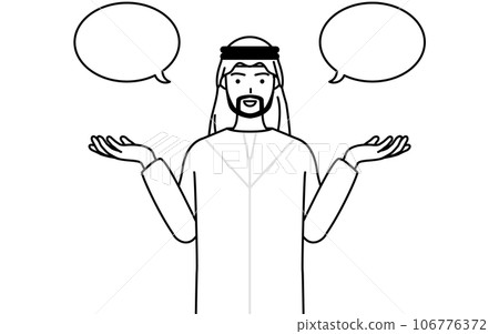 伊斯蘭男子與語音泡沫進行比較 106776372