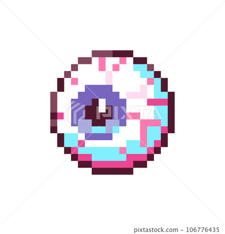 Pixel Art Spooky Eyeball. Retro 8bit Style...-插圖素材[106776435