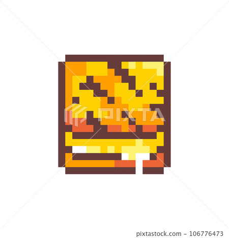Pixel Art Cheese Sandwich. Retro 8 bit Style Fast Food Fried Bread with Cheese Illustration. Ideal for Sticker, Retro Decorative Element, Game Asset, Emoji, Patch or Cute Geek Avatar.	 Pixel Art Cheese Sandwich. Retro 8 bit Style Fast Food Fried Bread with Cheese Illustration. Ideal for Sticker, Retro Decorative Element, Game Asset, Emoji, Patch or Cute Geek Avatar.	 106776473