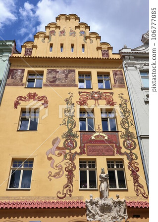 Mural on Republic Square, Pilsen, Czech Republic Mural on Republic Square, Pilsen, Czech Republic 106777085