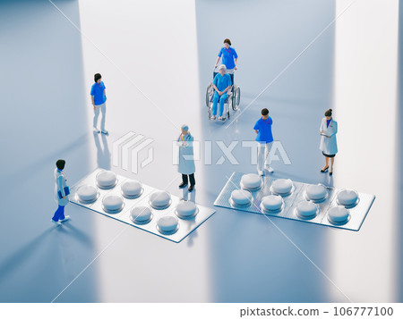 pills and medical staff 106777100