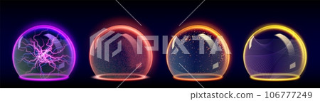 Neon sphere protect shield with glow surface. - Stock Illustration ...