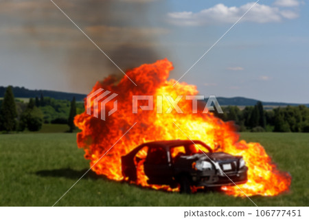 Car on fire (AI generated image) 106777451