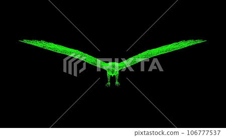 3D Eagle Falcon on black background. Object made of shimmering particles. Wild animals concept. For title, text, presentation. 3d animation. 3D Eagle Falcon on black background. Object made of shimmering particles. Wild animals concept. For title, text, presentation. 3d animation. 106777537