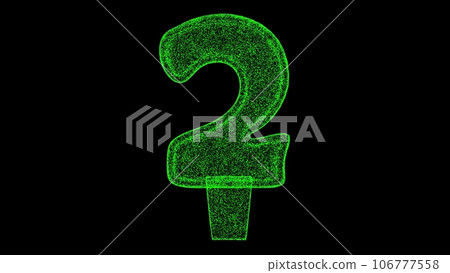 3D number 2 digit on black background. Object made of shimmering particles. Digit Anniversary Holiday concept. For title, text, presentation. 3d animation. 106777558