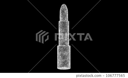 3D lipstick on black background. Object made of shimmering particles. Body beauty care concept. For title, text, presentation. 3d animation. 3D lipstick on black background. Object made of shimmering particles. Body beauty care concept. For title, text, presentation. 3d animation. 106777565