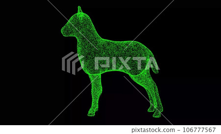 3D lamb on black background. Object made of shimmering particles. Wild animals concept. For title, text, presentation. 3d animation. 3D lamb on black background. Object made of shimmering particles. Wild animals concept. For title, text, presentation. 3d animation. 106777567