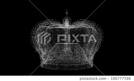 3D Imperial Crown on black background. Object made of shimmering particles. Science history concept. For title, text, presentation. 3d animation. 3D Imperial Crown on black background. Object made of shimmering particles. Science history concept. For title, text, presentation. 3d animation. 106777586