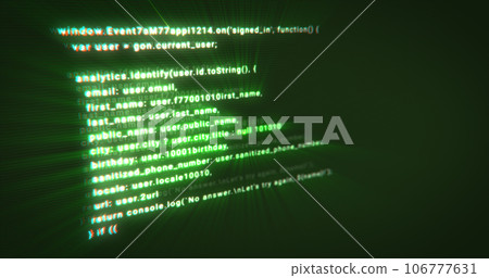 Typing a digital code by a programmer in a programming language, luminous letters and numbers. Making computer programs green background Typing a digital code by a programmer in a programming language, luminous letters and numbers. Making computer programs green background 106777631