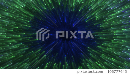 Abstract green energy magical glowing spiral swirl tunnel particle background with bokeh effect 106777643