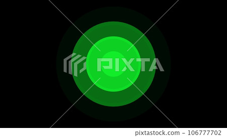 Pulsating concentric green circles. Modern luminous preloader. Abstract pulsating rings motion background. Colorful circular silhouettes, abstract high tech background. 3D animation. 106777702