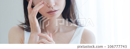 A woman worried about her face and eyes 106777743