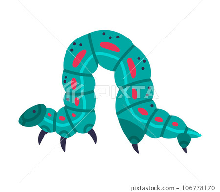 Bright Caterpillar as Larval Stage of Insect Crawling and Creeping Vector Illustration 106778170
