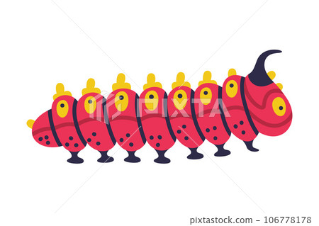 Red Caterpillar as Larval Stage of Insect Crawling and Creeping Vector Illustration Red Caterpillar as Larval Stage of Insect Crawling and Creeping Vector Illustration 106778178