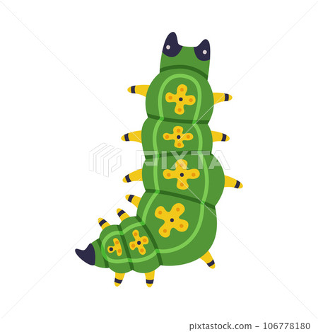 Bright Green Caterpillar as Larval Stage of Insect Crawling and Creeping Vector Illustration 106778180