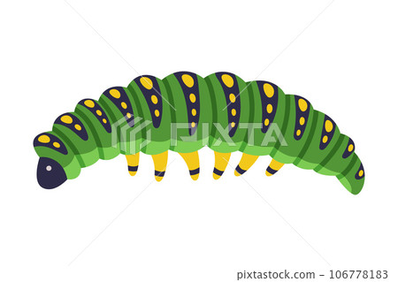 Bright Green Caterpillar as Larval Stage of Insect Crawling and Creeping Vector Illustration 106778183
