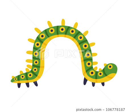 Bright Green Caterpillar as Larval Stage of Insect Crawling and Creeping Vector Illustration 106778187