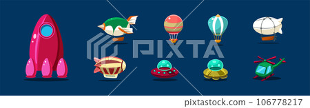 Aircraft and Different Air Vehicle for Mobile Game Vector Set 106778217