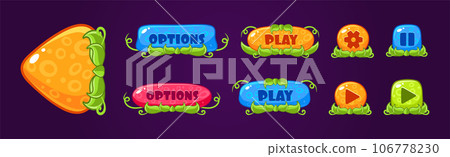 Glossy Button with Green Grass for Game User... - Stock Illustration ...