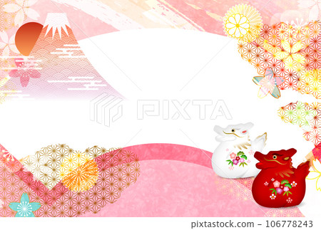 龍新年賀卡富士山背景 106778243