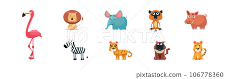 Funny African Animals and Zoo Fauna Vector Set Funny African Animals and Zoo Fauna Vector Set 106778360