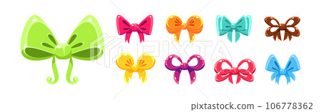 Shiny Ribbon Bow for Festive Event Vector Set Shiny Ribbon Bow for Festive Event Vector Set 106778362