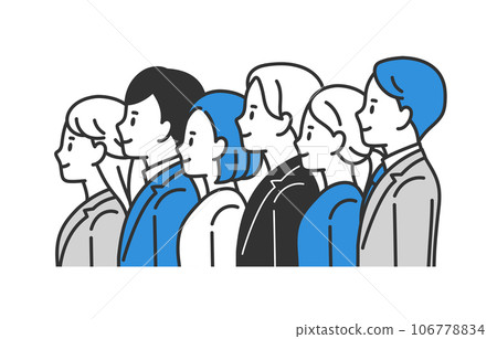 Set of business people and men lining up looking up to the left [People vector illustration material] 106778834