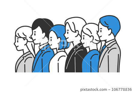 一組面向左排隊的商務人士和男士【人物矢量圖素材】 一組面向左排隊的商務人士和男士【人物矢量圖素材】 106778836