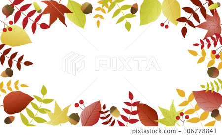Frame background illustration of various autumn leaves and acorns 106778841