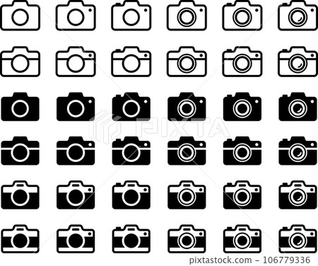 Monochrome camera vector illustration set Monochrome camera vector illustration set 106779336