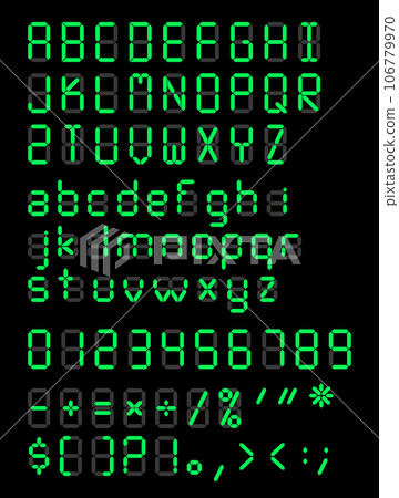 Digital alarm clock font Digital alarm clock font 106779970