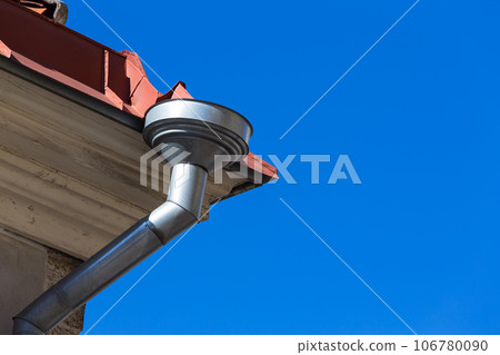 Rain gutters on old home Rain gutters on old home 106780090