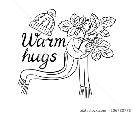 Doodle hand drawn outline autumn season lettering 106780778