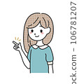 A woman with fingers pointing 106781207