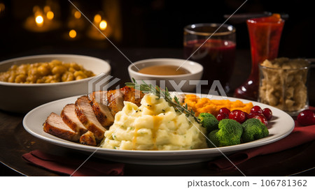 Mashed Potato with Turkey Thanksgiving Dish Mashed Potato with Turkey Thanksgiving Dish 106781362