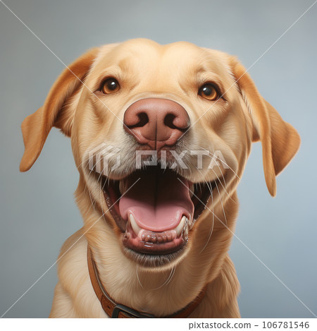 Image of an adorable labrador dog with a cheerful temperament. Pet. Animals. Illustration, Generative AI. Image of an adorable labrador dog with a cheerful temperament. Pet. Animals. Illustration, Generative AI. 106781546