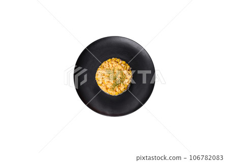 Fresh vegetable salad with corn, pepper, crab, cucumber, eggs and mayonnaise Fresh vegetable salad with corn, pepper, crab, cucumber, eggs and mayonnaise 106782083