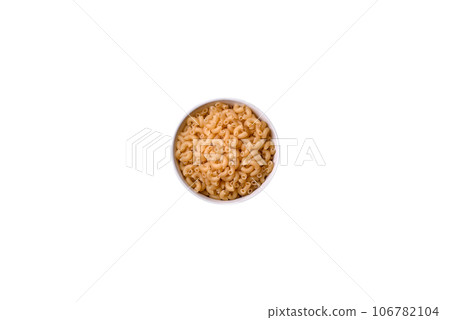 Raw pasta, mushrooms, onions, mince, spices and herbs to make a delicious paste Raw pasta, mushrooms, onions, mince, spices and herbs to make a delicious paste 106782104