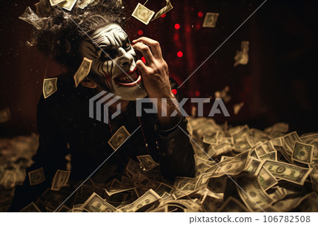 [AI generated image] Greedy devil covered in money 106782508