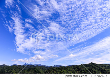 Yubaridake and Yubarimaedake rising in the summer sky in Yubari City, Hokkaido [August] 106782604