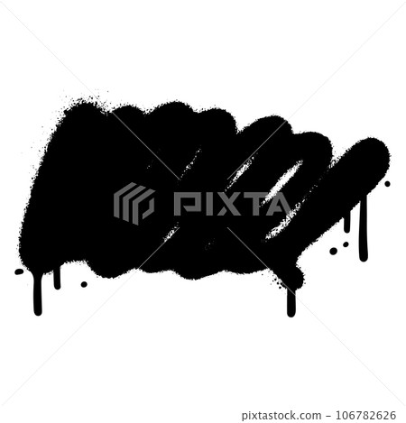 Spray painted line, zigzag. Paint splatter messy urban graffiti drawing strokes and dirty street art texture. Black dot print and splattered line. Isolated vector 106782626