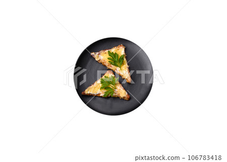 Tasty sandwich with crunchy toast with egg and cheese 106783418