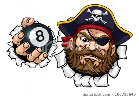 Pirate Angry Pool 8 Ball Billiards Mascot Cartoon 106783640