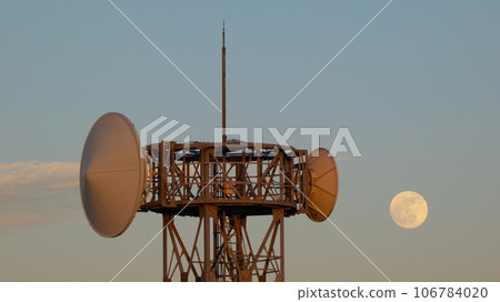 antenna tower and moon 106784020